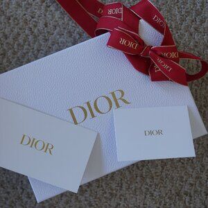 Dior Large Gift Box Complete Set Red Ribbon White Gold New
